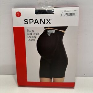 Spanx Power Mama Mid Thigh Shaper Support Shorts Black Women's Size A‎ Maternity